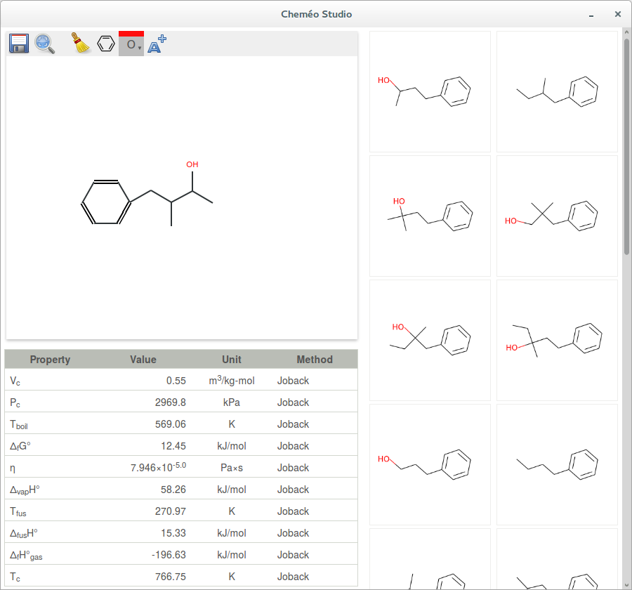 Cheméo Studio with similarity search