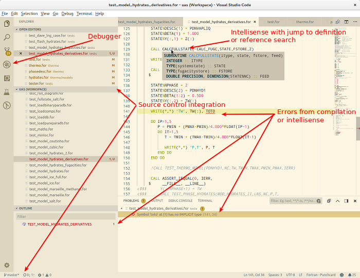 Visual Studio Code (vscode) editing Fortran